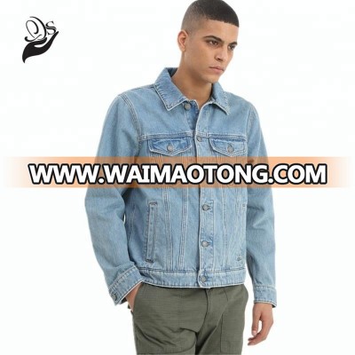 Washed Light Blue Autumn Coat Men Denim Jackets