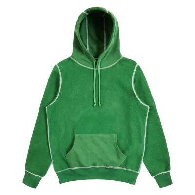 Custom 100% cotton mens brushed back reverse fleece hoodies with contrast stitch men embroidered hoodie pullover